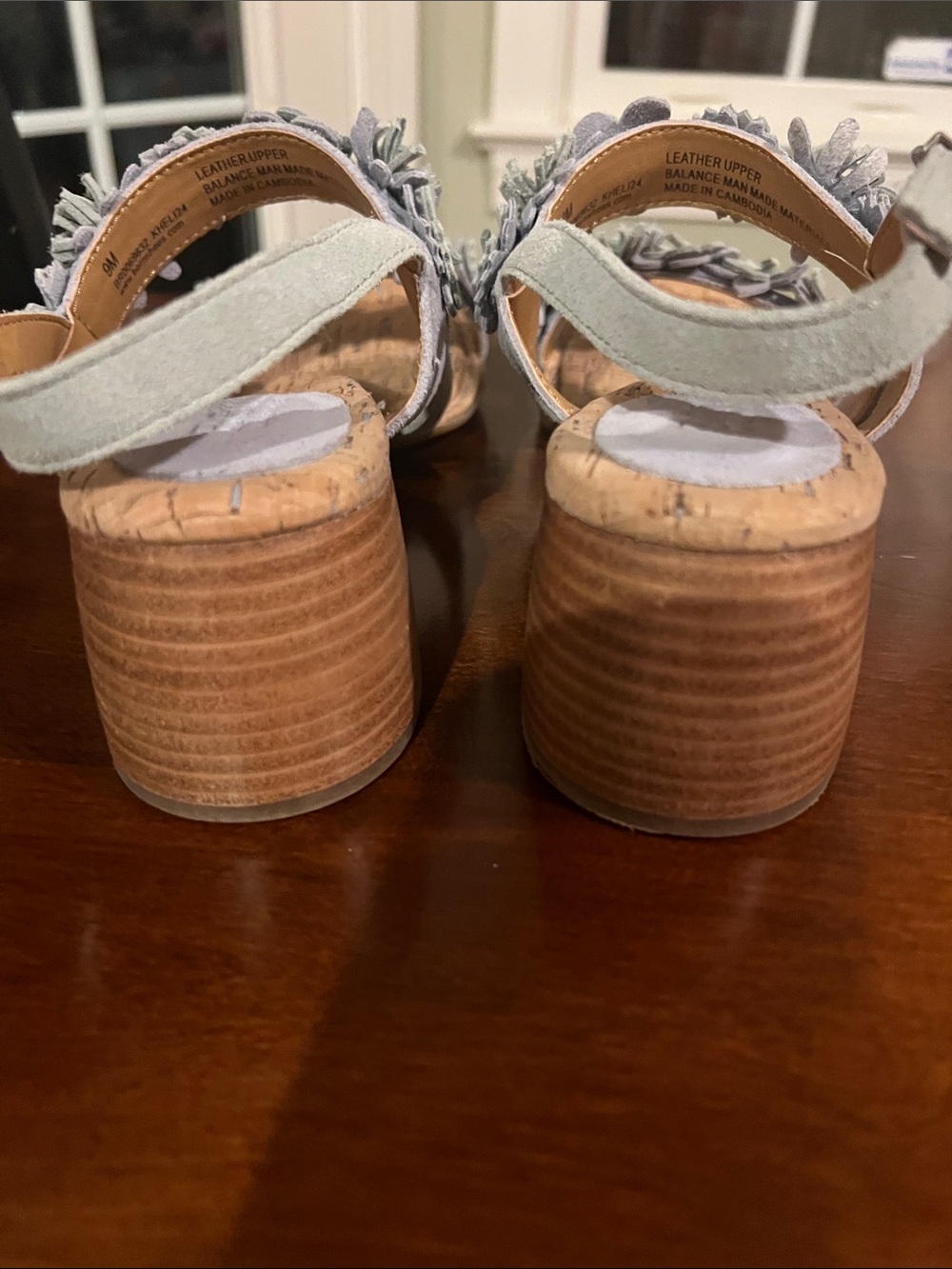 Born Springs Kheli Light Blue Floral Appliqué Suede Block Heel Sandals, NWOB - Picture 5 of 11